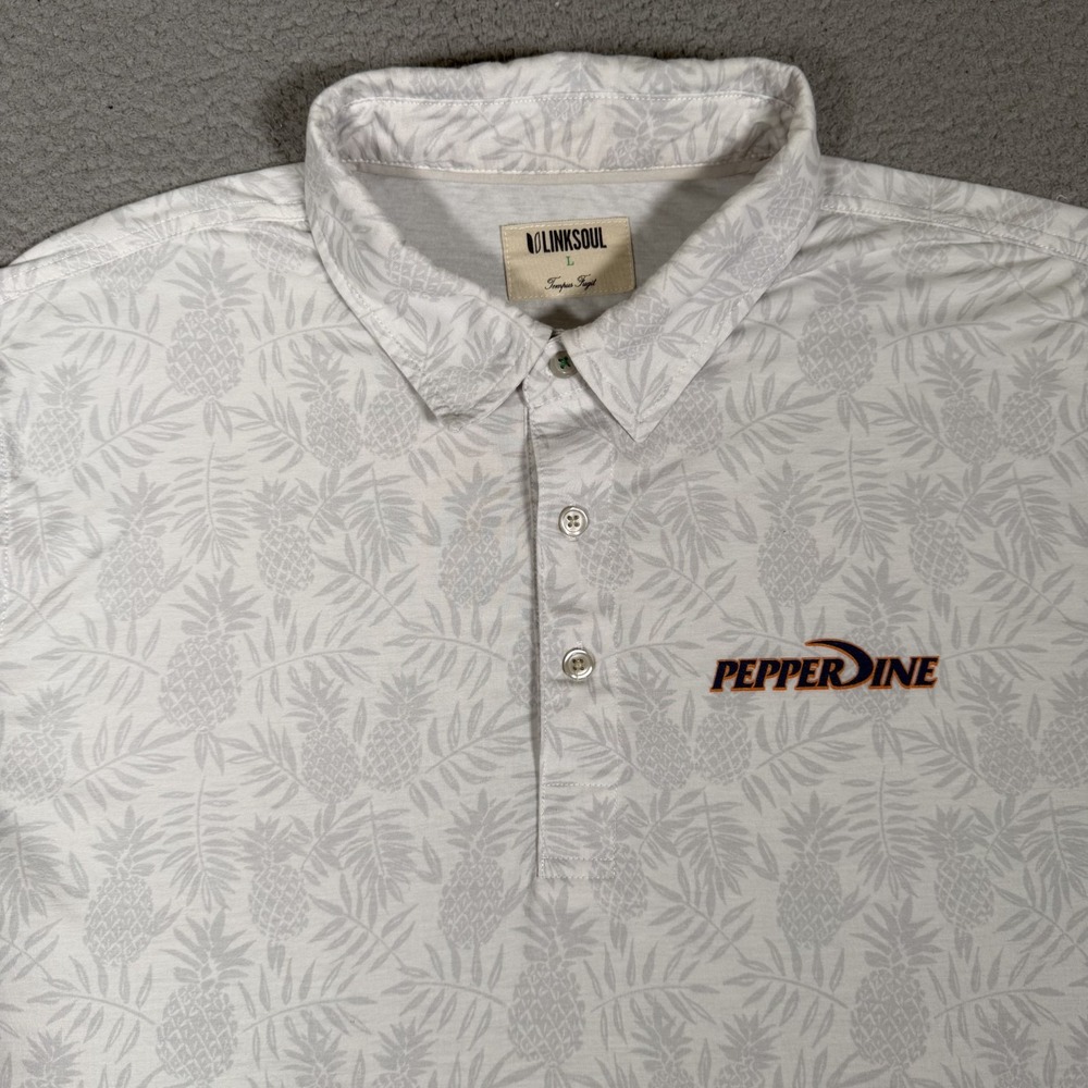 Linksoul Shirt Mens Large Gray Pineapple Pepperdine University Golf Polo Preppy